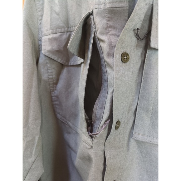 L L Bean Mens Shirt Olive Green Long Sleeve Sz M No Fly Zone Fishing Hiking $99 - Picture 14 of 16